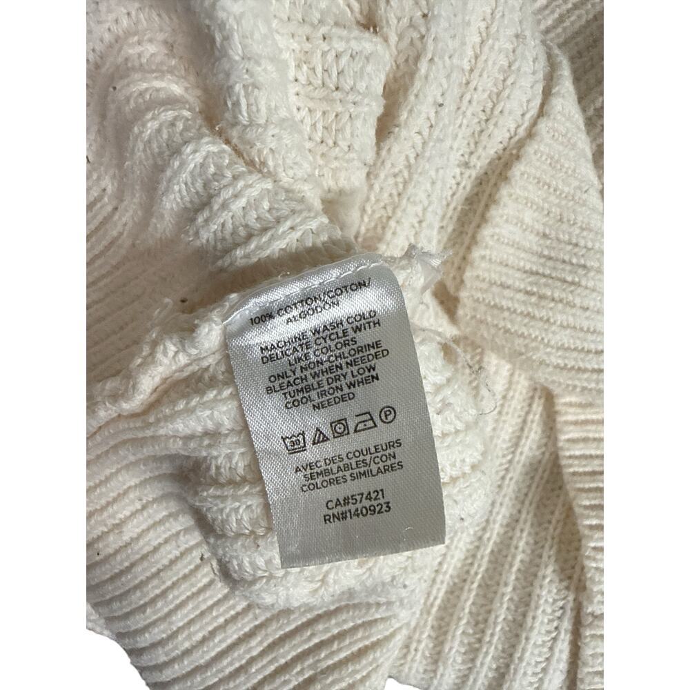 LOFT Cream Ribbed Cardigan XL Cotton Button Front Pockets Relaxed Fit EUC - Picture 8 of 8